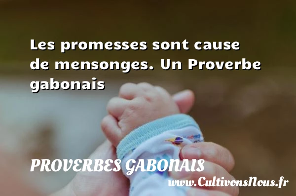 Les promesses sont cause de mensonges. - Proverbes gabonais - Proverbes fun - Proverbes philosophiques