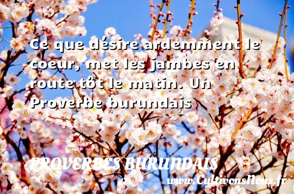 Ce que désire ardemment le coeur, met les jambes en route - Proverbes burundais - Proverbe désir