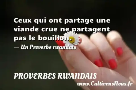 Ceux qui ont partage une viande crue ne partagent pas le bouillon. - Un Proverbe rwandais PROVERBES RWANDAIS