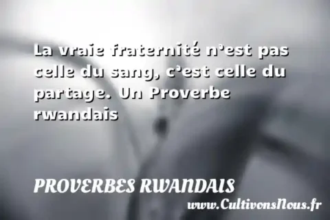La vraie fraternité n’est pas celle du sang, c’est celle du partage. Un Proverbe rwandais PROVERBES RWANDAIS