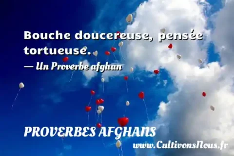 Bouche doucereuse, pensée tortueuse. - Un Proverbe afghan PROVERBES AFGHANS