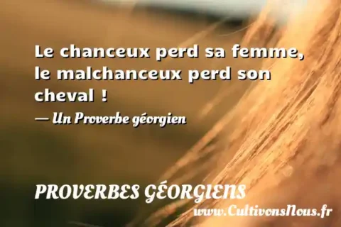 Le chanceux perd sa femme, le malchanceux perd son cheval ! - Un Proverbe géorgien PROVERBES GÉORGIENS