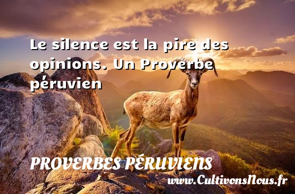 Le silence est la pire des opinions. - Proverbes péruviens - Proverbes philosophiques