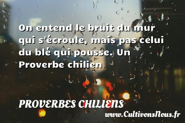 On entend le bruit du mur qui s’écroule, mais pas celui - Proverbes chiliens - Proverbes philosophiques