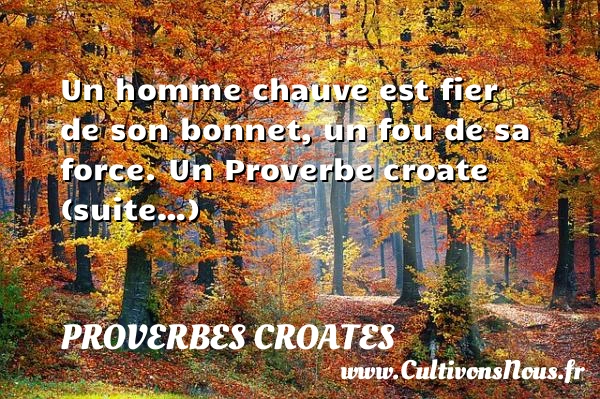Un homme chauve est fier de son bonnet, un - Proverbes croates - Proverbes philosophiques