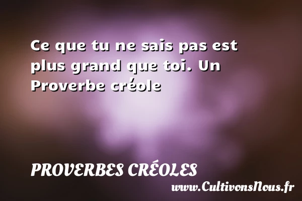 Ce que tu ne sais pas est plus - Proverbes créoles